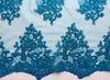 Brianna TURQUOISE Polyester Floral Embroidery with Sequins on Mesh Lace Fabric by the Yard - 10020