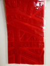 McKinley RED Geometric Cutout Vinyl on Mesh Fabric by the Yard - 10105