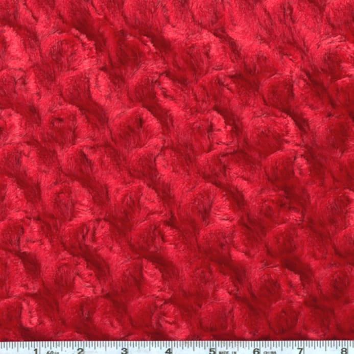 Ruth RED Cuddle Minky Rosette Soft Faux Fur Fabric by the Yard - 10083