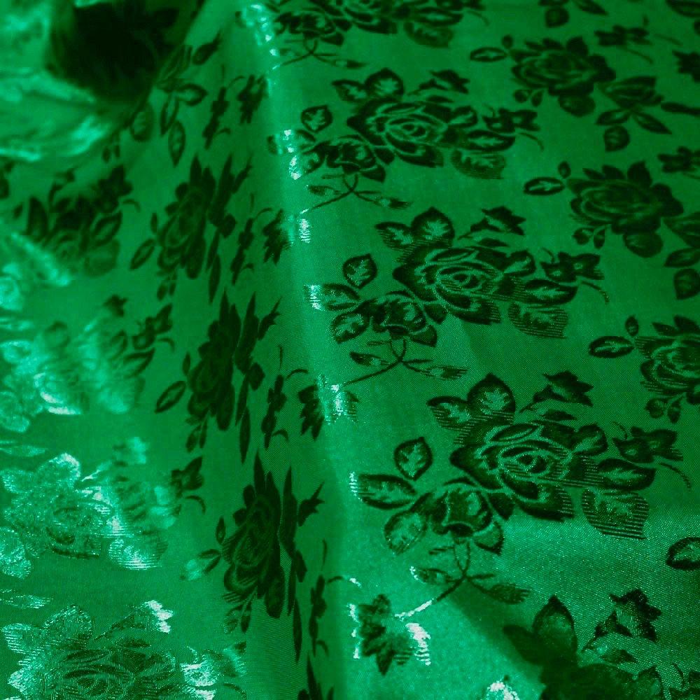 Kayla HUNTER GREEN Polyester Floral Jacquard Brocade Satin Fabric by the Yard - 10004