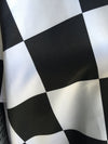 Elliana BLACK & WHITE 5.5" Checkered Pattern Polyester Heavy Matte Satin Fabric by the Yard - 10088