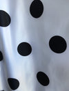 Myla BLACK & WHITE 3" Circle Polka Dot Pattern Polyester Heavy Matte Satin Fabric by the Yard - 10089