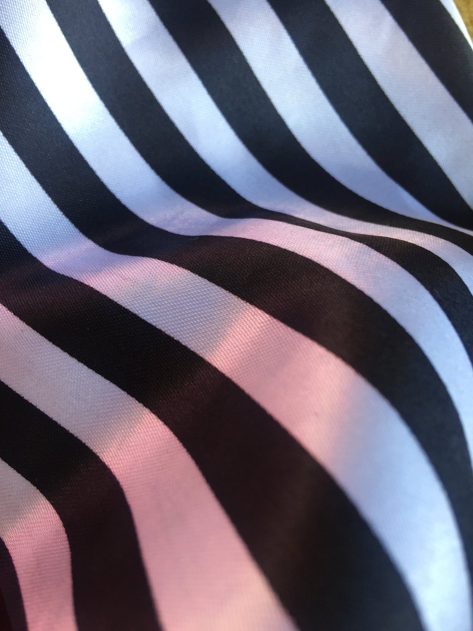 Catalina BLACK & OFFWHITE 1/2" Stripes Pattern Polyester Light Weight Satin Fabric by the Yard - 10082