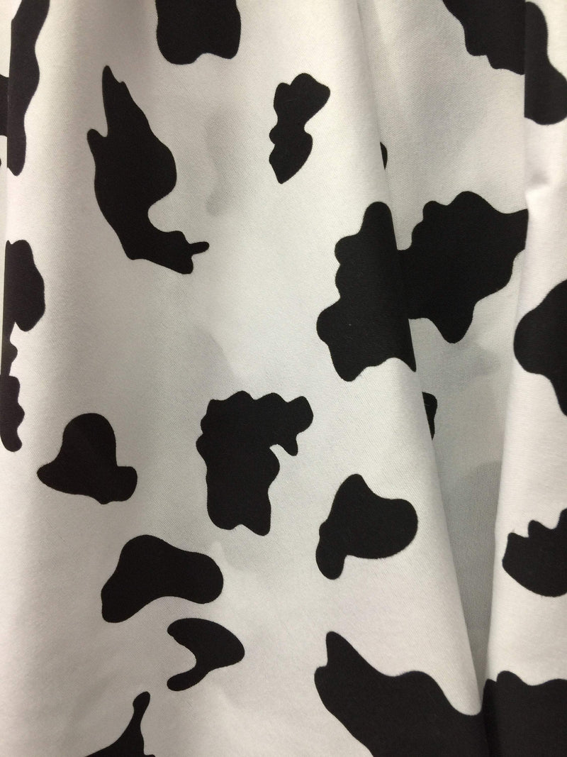 Kendra BLACK & WHITE Cow Print Light Weight Poly Cotton Fabric by the Yard for Wall, Nursery, Farmhouse, Home, Vintage Decor - 10092