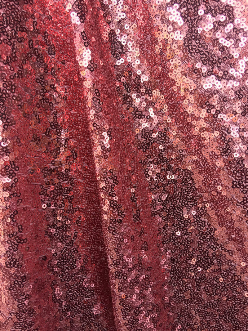 Leila DUSTY PINK Sequins on Mesh Fabric by the Yard - 10050
