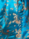 Hope TURQUOISE Dragon Brocade Chinese Satin Fabric by the Yard - 10040