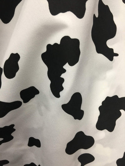 Kendra BLACK & WHITE Cow Print Light Weight Poly Cotton Fabric by the Yard for Wall, Nursery, Farmhouse, Home, Vintage Decor - 10092