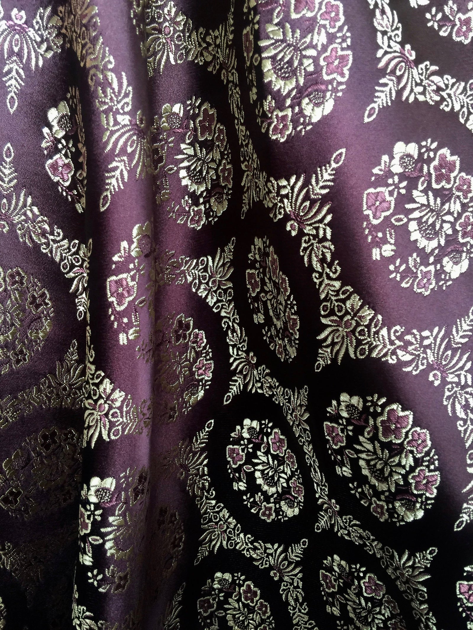 Juliet BLACK Floral Brocade Chinese Satin Fabric by the Yard - New Fabrics  Daily