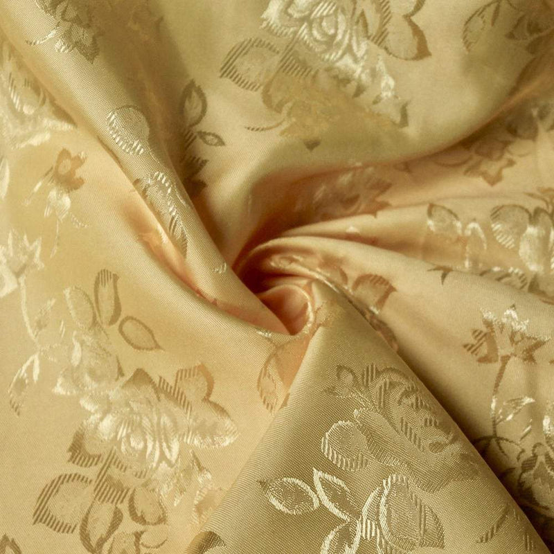 Kayla GOLD Polyester Floral Jacquard Brocade Satin Fabric by the Yard - 10004