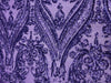 Alaina VIOLET Curlicue Sequins on Mesh Lace Fabric by the Yard - 10018