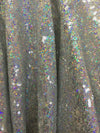 Leila SILVER RAINBOW Sequins on Mesh Fabric by the Yard - 10050