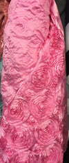 Paige PINK 3D Floral Polyester Satin Rosette Fabric by the Yard - 10028