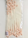 Kelsey PEACH Floral Beaded Lace Embroidery on Mesh Fabric by the Yard - 10093