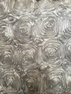 Paige LIGHT GREY 3D Floral Polyester Satin Rosette Fabric by the Yard - 10028