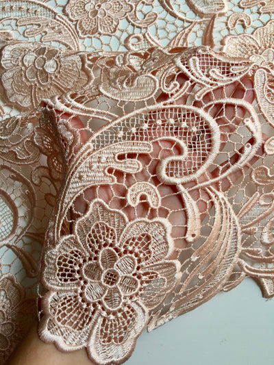 Maggie BLUSH PEACH Guipure Venice Heavy Lace Fabric by the Yard - 10019