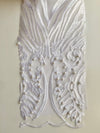 Sabrina WHITE Faux Pearls Beaded Lace Embroidery on Mesh Fabric by the Yard - 10098