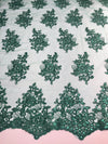 Brianna HUNTER GREEN Polyester Floral Embroidery with Sequins on Mesh Lace Fabric by the Yard - 10020