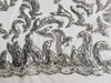 Miranda SILVER Vines and Leaves Sequins on WHITE Mesh Lace Fabric by the Yard - 10061