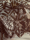 Gia DARK GOLD Geometric Sequins on Mesh Lace Fabric by the Yard - 10101