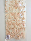 Daphne PEACH Faux Pearls Beaded Flowers and Vines Lace Embroidery on Mesh Fabric by the Yard - 10103