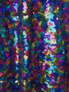 Leila RAINBOW Sequins on Mesh Fabric by the Yard - 10050