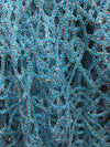 Harmony TEAL Foil and Sequins Open Weave Lace Fabric by the Yard - 10023