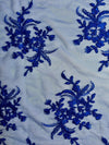 Callie ROYAL BLUE Polyester Floral Corsage Embroidery on Mesh Lace Fabric by the Yard - 10025