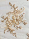 Callie GOLD Polyester Floral Corsage Embroidery on Mesh Lace Fabric by the Yard - 10025