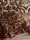 Phoebe BRONZE Sequins on Mesh Lace Fabric by the Yard - 10062