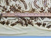 Erin GOLD Flowers and Leaves Sequins on Mesh Lace Fabric by the Yard - 10063