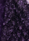 Maci PLUM 3D Floral Polyester Satin Rosette on Mesh Fabric by the Yard - 10057