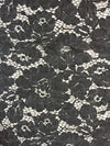 Summer CHARCOAL GREY Floral Pattern Double Dyed Flat Lace on Mesh Fabric by the Yard - Style 10069