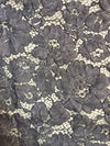 Summer GREY Floral Pattern Double Dyed Flat Lace on Mesh Fabric by the Yard - Style 10069