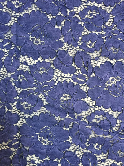 Summer ROYAL BLUE Floral Pattern Double Dyed Flat Lace on Mesh Fabric by the Yard - Style 10069