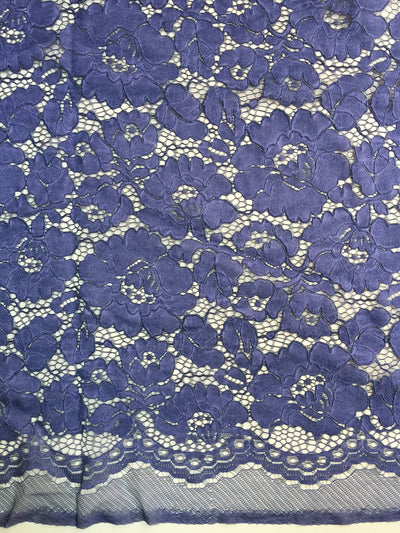 Summer ROYAL BLUE Floral Pattern Double Dyed Flat Lace on Mesh Fabric by the Yard - Style 10069