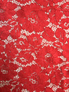 Summer RED Floral Pattern Double Dyed Flat Lace on Mesh Fabric by the Yard - Style 10069