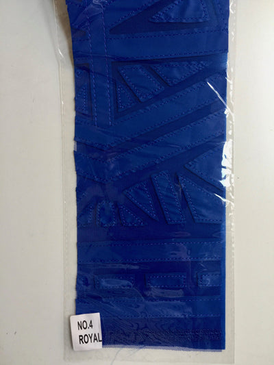 McKinley ROYAL BLUE Geometric Cutout Vinyl on Mesh Fabric by the Yard - 10105