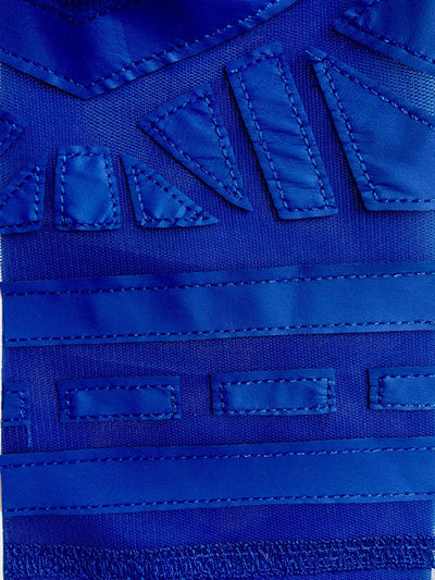 McKinley ROYAL BLUE Geometric Cutout Vinyl on Mesh Fabric by the Yard - 10105