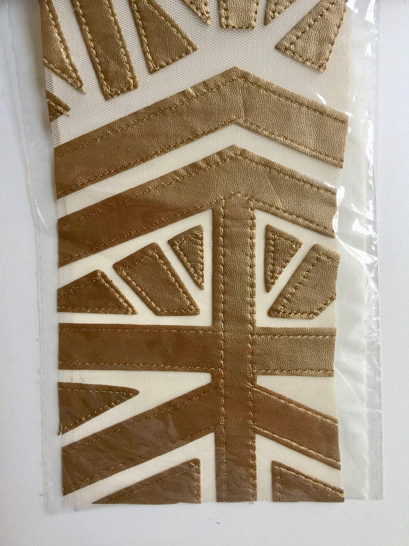 McKinley GOLD Geometric Cutout Vinyl on Mesh Fabric by the Yard - 10105