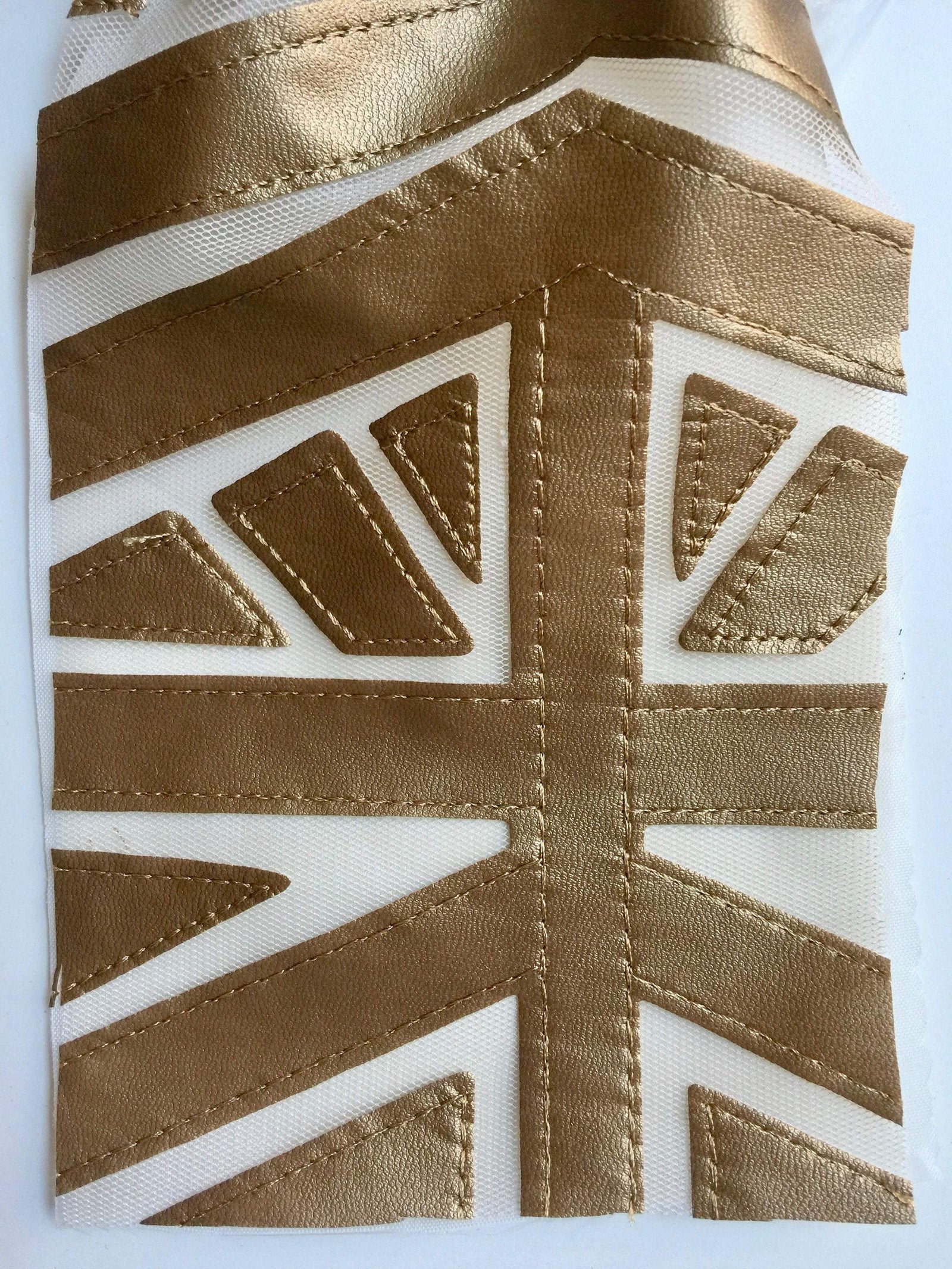 McKinley GOLD Geometric Cutout Vinyl on Mesh Fabric by the Yard - 10105