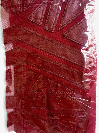 McKinley BURGUNDY Geometric Cutout Vinyl on Mesh Fabric by the Yard - 10105