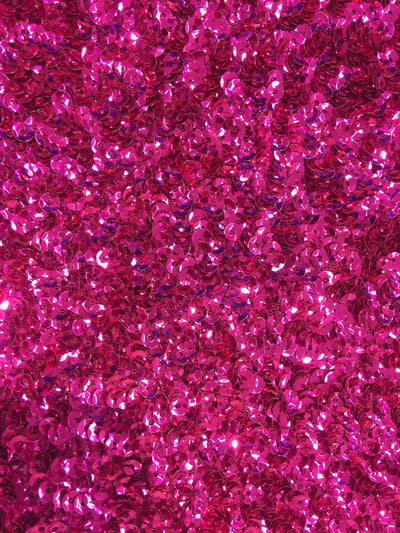 Bianca HOT PINK Allover Sequins on Mesh Fabric by the Yard - 10104