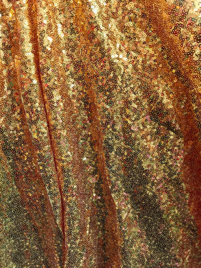 Leila DARK GOLD Sequins on Mesh Fabric by the Yard
