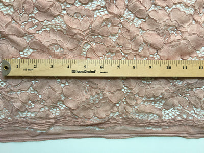 Summer MAUVE Floral Pattern Double Dyed Flat Lace on Mesh Fabric by the Yard - Style 10069