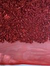 Bianca RED Allover Sequins on Mesh Fabric by the Yard - 10104