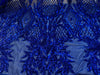 Francesca ROYAL BLUE Vines and Diamonds Pattern Sequins on Mesh Lace Fabric by the Yard - 10130