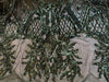 Francesca HUNTER GREEN Vines and Diamonds Pattern Sequins on Mesh Lace Fabric by the Yard - 10130