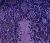 Francesca VIOLET Vines and Diamonds Pattern Sequins on Mesh Lace Fabric by the Yard - 10130
