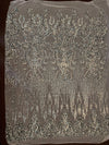 Angelica SILVER Curlicues and Leaves Sequins on Mesh Lace Fabric by the Yard - 10132