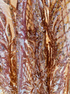 Francesca BRONZE Vines and Diamonds Pattern Sequins on Mesh Lace Fabric by the Yard - 10130